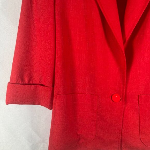 MJ Seattle Made in USA Red Blazer 3/4 Sleeve Size Small Style 38487 - Picture 2 of 4